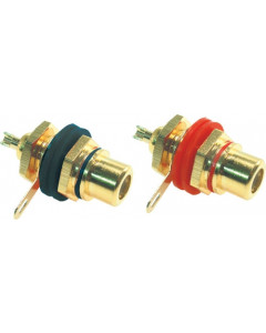 RCA jack, insulated, front mounted, gold plated / black
