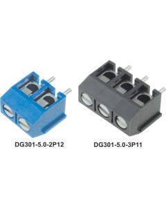 Terminal block for PCB, 2 connectors, 5mm raster
