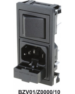 IEC BULGIN Connector with fuse holder and mains switch, snap in