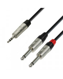 Audio Cable REAN 3.5 mm stereo plug to 2 x 6.3 mm mono plug 3m