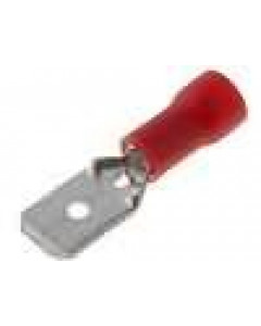 Blade connector 6.3x0.8m, male, red, insulated