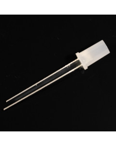 LED 5mm lämmin valkoinen, tasapää, 180° ympärisäteilevä