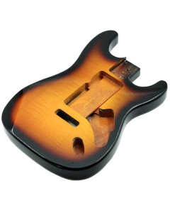 Strato body, mahogany - flame maple top, HHH, 3-tone burst, lakattu, gloss