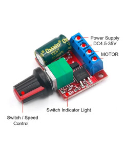 DC-moottorin nopeudensäädin (PWM) 5-35VDC max 5A