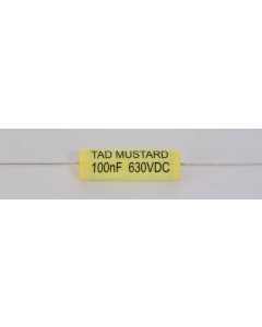 TAD Mustard 100nF (0.1uF) / 630V polyesterikondensaattori, vaaka
