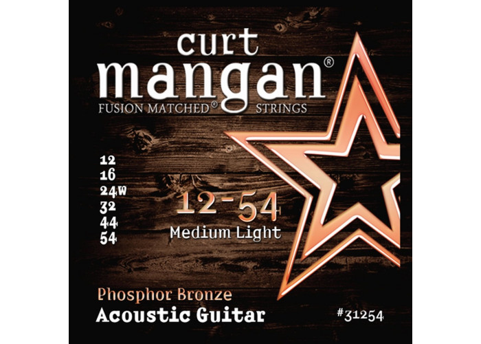 Curt Mangan 12-54 Phosphor Med-Light Teräskielisen akustisen kielisetti