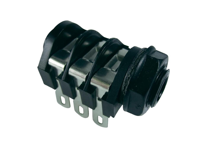 Clif CL1220 plastic 6,3mm jack with plastic nut, stereo