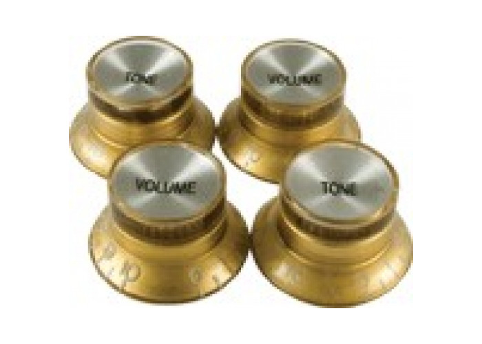 Top Hat knob "Volume", gold with chrome top (1pc)