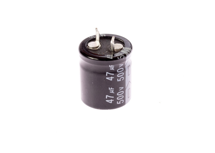 MIEC 47uF / 500V elektrolyyttikondensaattori, miniature pysty, snap-in 105c