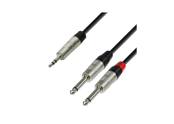 Audio Cable REAN 3.5 mm stereo plug to 2 x 6.3 mm mono plug 1.5m