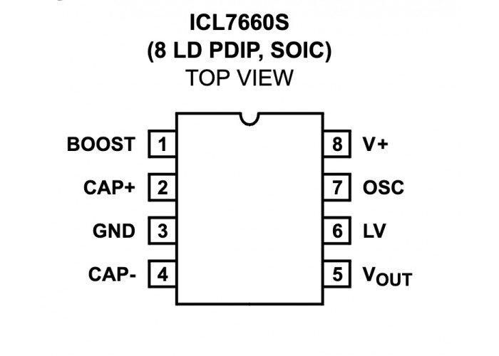ICL7660S CPAZ dc-dc konvertteri (huom S malli, 35kHz)