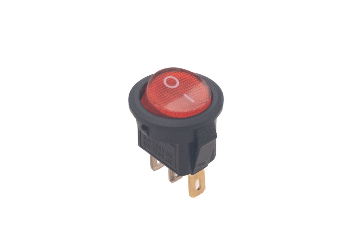 Keinukytkin, pyöreä 15mm, 1xon-off, punainen LED