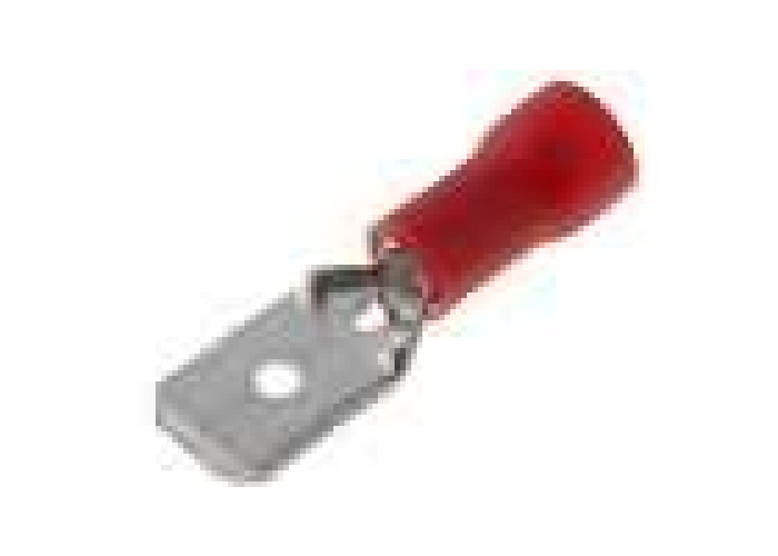 Blade connector 6.3x0.8m, male, red, insulated