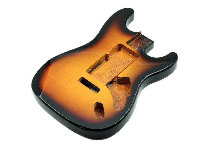 Strato body, mahogany - flame maple top, HHH, 3-tone burst, lakattu, gloss