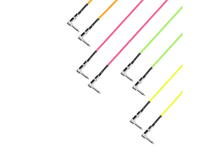 INSTRUMENTTI- / VÄLIKAAPELI NEON SETTI (4kpl) KULMAPLUGEILLA 60CM 