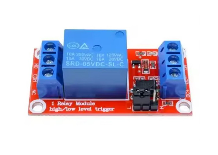 Relekortti relemoduuli optoerottimella, 1 x 5V rele 1xvaihto, liipaisu valittavissa