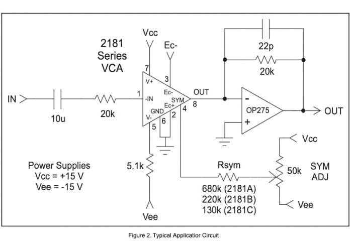 THAT2181CL08-U - Trimmable Blackmer Voltage-Controlled Amplifier (VCA) IC (SIP8)