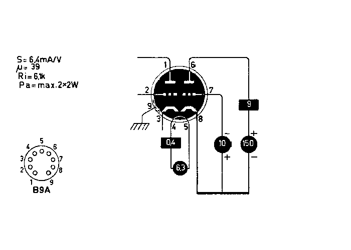 6BQ7A (=ECC180, ECC88, 4BQ7, 5BQ7A, 6BZ7, E88CC) GE USA - nos tube