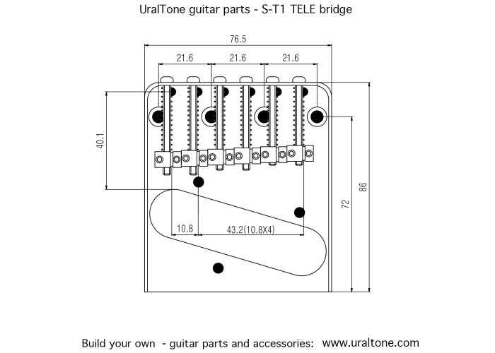 UT Guitar Parts  - S-T1 tele talla - strings-thru - kromi