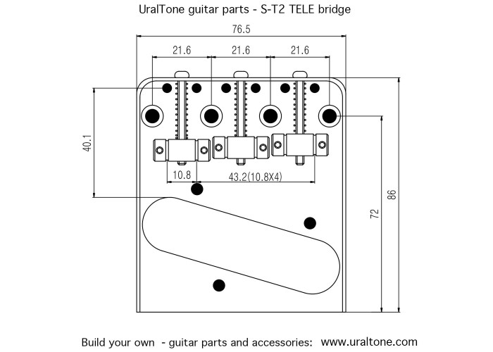 UT Guitar Parts  - S-T3 tele talla - strings-thru - kromi