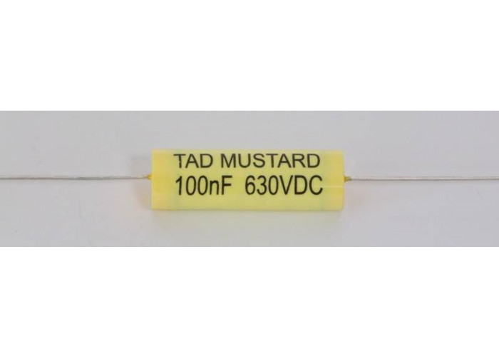 TAD Mustard 100nF (0.1uF) / 630V polyesterikondensaattori, vaaka
