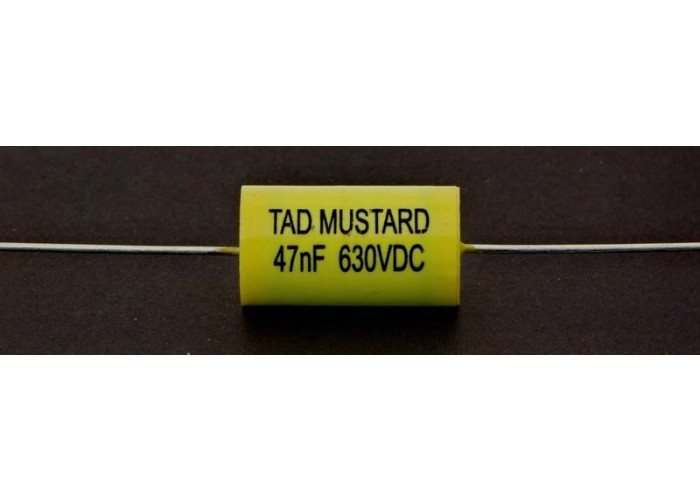 TAD Mustard 47nF (0.047uF) / 630V polyesterikondensaattori, vaaka